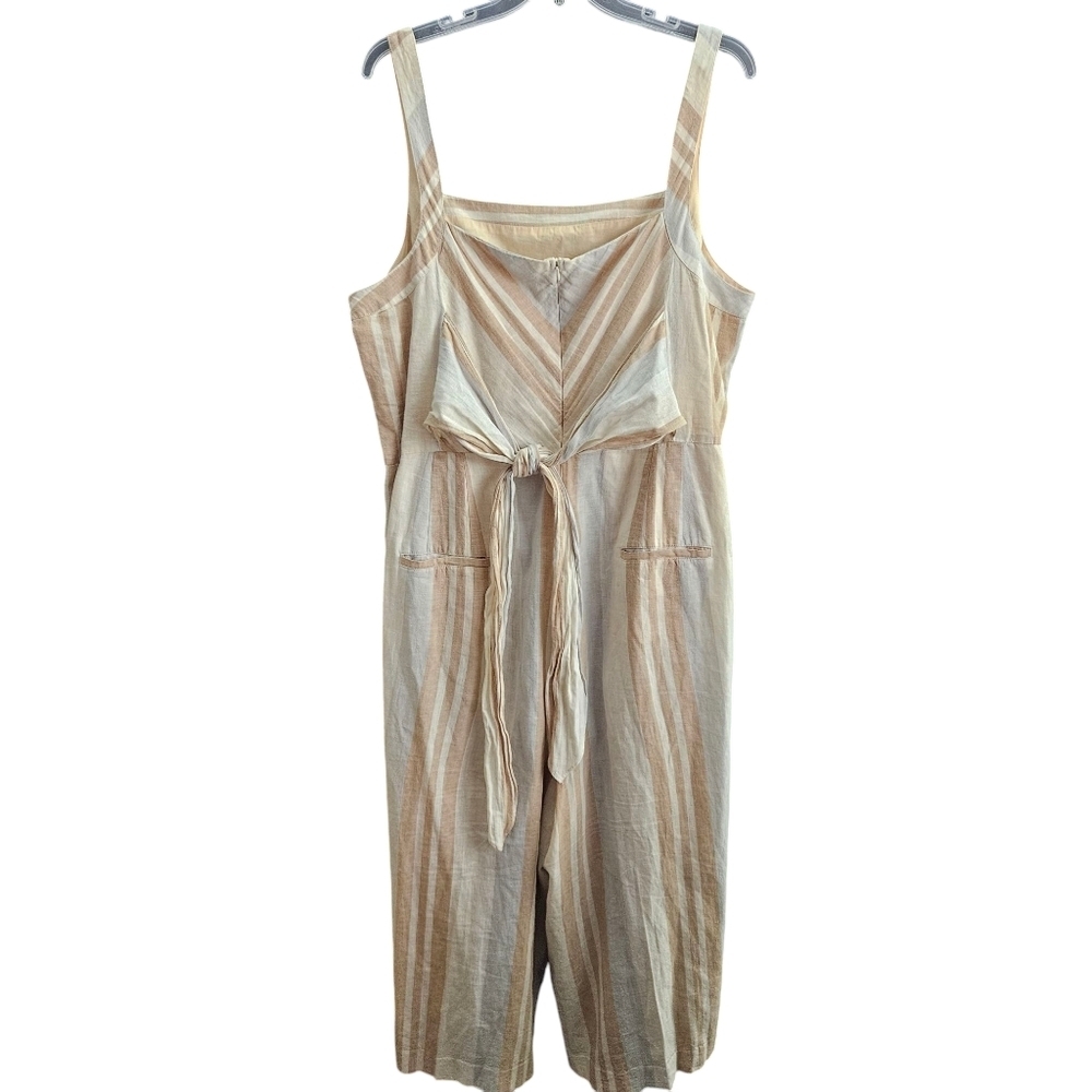 Anthropologie Tan and Cream Striped Jumpsuit - Picture 4 of 16